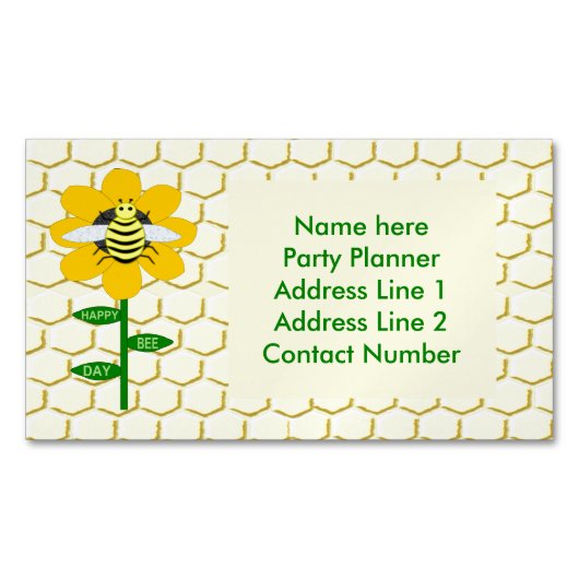 ハッピービーデイ誕生日(昆虫)マルハナバチカスタム マグネット名刺 (正面)