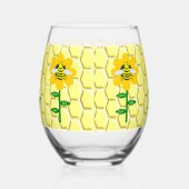 ハッピービーデイ誕生日(昆虫)マルハナバチ ステムなしワイングラス (右)