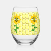 ハッピービーデイ誕生日(昆虫)マルハナバチ ステムなしワイングラス (左)