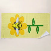 ハッピービーデイ誕生日（昆虫）マルハナバチ ビーチタオル (正面)