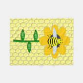 ハッピービーデイ誕生日(昆虫)マルハナバチ フリースブランケット (正面(横))