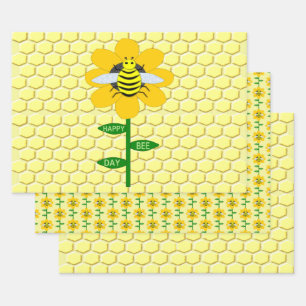ハッピービーデイ誕生日（昆虫）マルハナバチ ラッピングペーパーシート