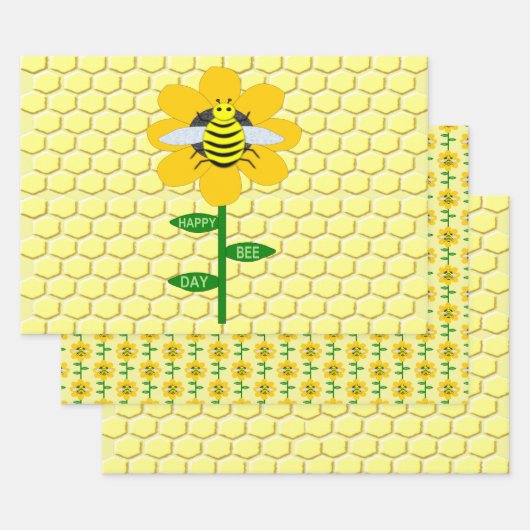 ハッピービーデイ誕生日(昆虫)マルハナバチ ラッピングペーパーシート (セット)