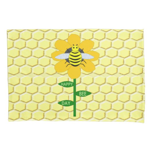 ハッピービーデイ誕生日(昆虫)マルハナバチ 枕カバー (正面)