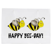 ハッピービーデイ(昆虫)マルハナバチハニービーデイ誕生日 ラージペーパーバッグ (裏面)