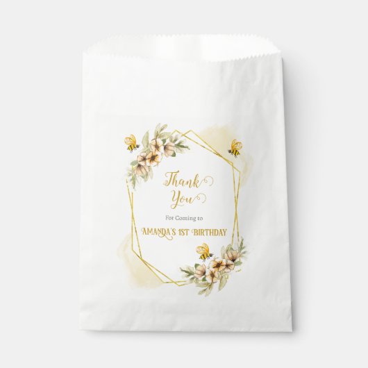 ハッピービーデー水彩誕生日パーティーギフトと フェイバーバッグ (正面)