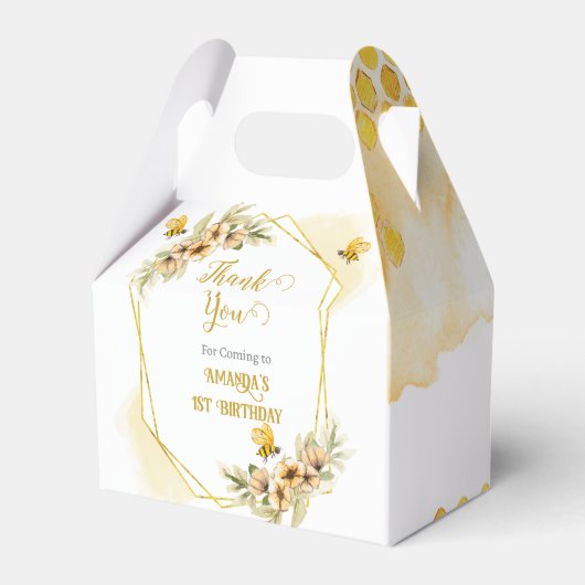 ハッピービーデー水彩誕生日パーティーギフトと フェイバーボックス (裏面サイド)