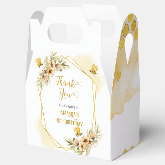 ハッピービーデー水彩誕生日パーティーギフトと フェイバーボックス (オープン)