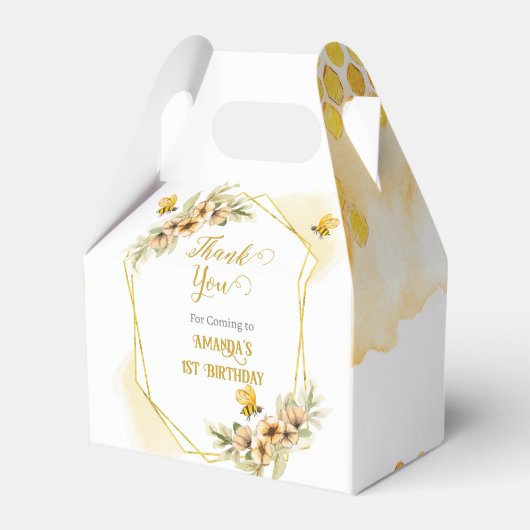 ハッピービーデー水彩誕生日パーティーギフトと フェイバーボックス (正面サイド)