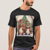 ハッピービーバークリスマス Tシャツ (正面)
