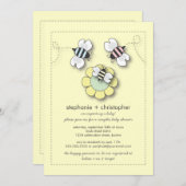 ハッピービーファミリーカップルズニュートラルベビーシャワー 招待状 (正面/裏面)