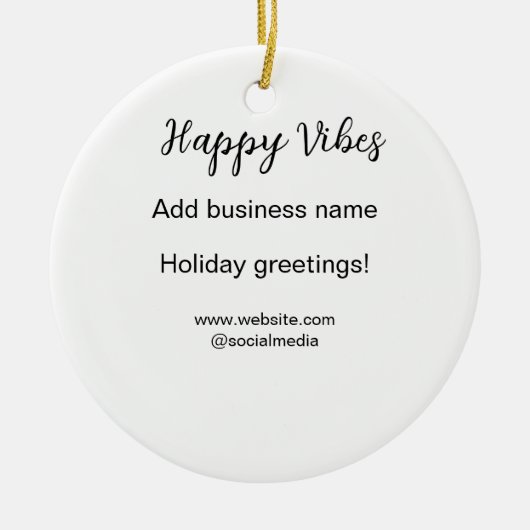 ハッピービーブクリスマスホリデーグリーティングビジネスy セラミックオーナメント (正面)