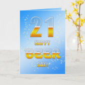 ハッピービールの日21日の誕生日カード カード (黄色い花)