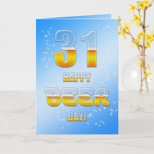 ハッピービールの日31日の誕生日カード カード (黄色い花)