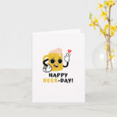 ハッピービールデイ誕生日グリーティングカード カード (黄色い花)