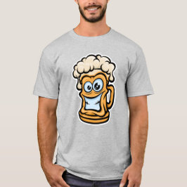 ハッピービールマグおもしろいイラストレーション Tシャツ