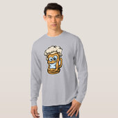 ハッピービールマグおもしろいイラストレーション Tシャツ (正面フル)
