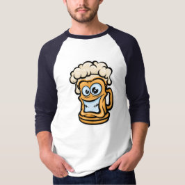 ハッピービールマグおもしろいイラストレーション Tシャツ