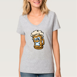 ハッピービールマグおもしろいイラストレーション Tシャツ
