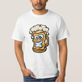 ハッピービールマグ、漫画スタイル Tシャツ