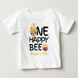 ハッピービー ハニー イエロー ビーガールズ 1歳の誕生日 ベビーTシャツ