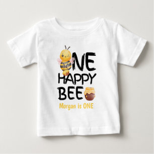 ハッピービー ハニー イエロー ビーガールズ 1歳の誕生日 ベビーTシャツ