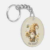 ハッピービー!ビー優しい!格言、蜂と花 キーホルダー (正面左)