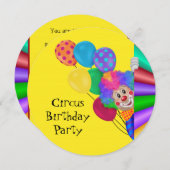 ハッピーピエロサーカスバースデーパーティー 招待状 (正面/裏面)