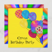 ハッピーピエロサーカスバースデーパーティー 招待状 (正面/裏面)