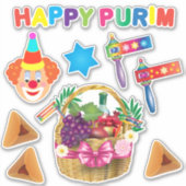 ハッピーピエロプリムフェスティバルパーティーカーニバル記号 シール (正面)