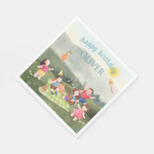 ハッピーピクニック編集可能誕生日キッズボーイ招待状 スタンダードランチョンナプキン (角)