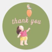 ハッピーピクニック誕生日キッズガールガーデンありがとう ラウンドシール (正面)
