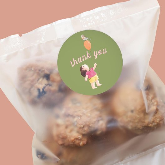 ハッピーピクニック誕生日キッズガールガーデンありがとう ラウンドシール