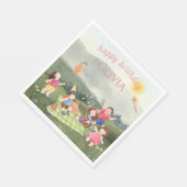 ハッピーピクニック誕生日キッズガールガーデン招待状 スタンダードランチョンナプキン (角)