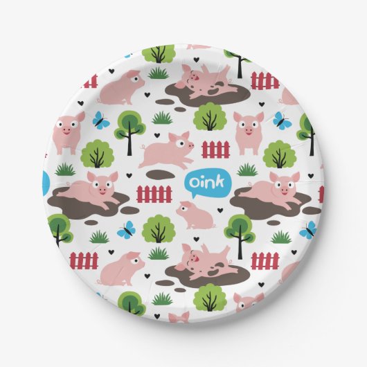 ハッピーピグレスインザマッド紙プレート ペーパープレート (正面)