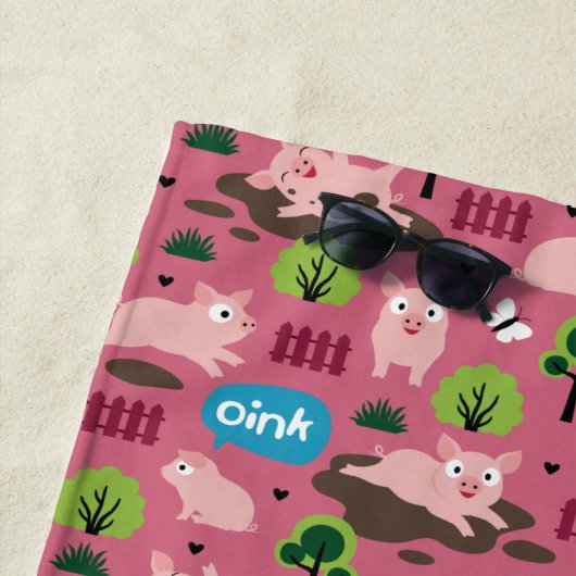 ハッピーピグレットインザマッドビーチタオル ビーチタオル (インサイチュ)