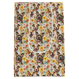 ハッピーピットブルドッグズピットブルズ ミディアムペーパーバッグ