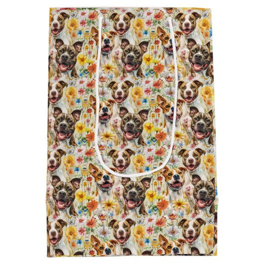 ハッピーピットブルドッグズピットブルズ ミディアムペーパーバッグ (裏面)