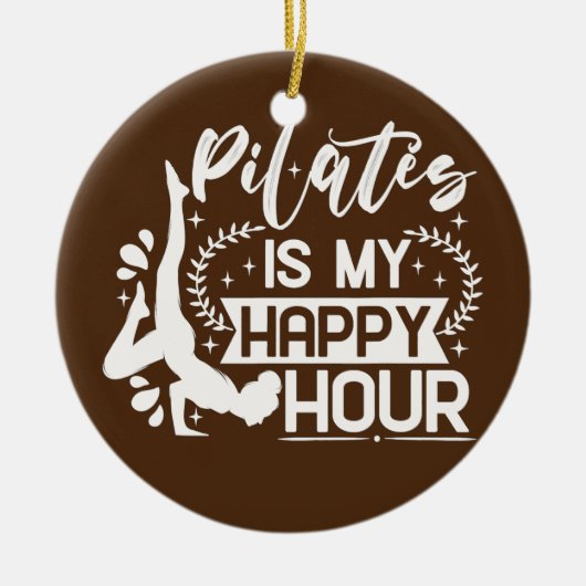 ハッピーピラティスインストラクターガールおもしろいピラティス恋人 セラミックオーナメント (正面)