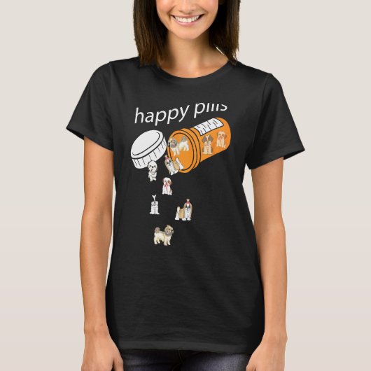 ハッピーピルズシーズー(犬)Tzu Tシャツ (正面)