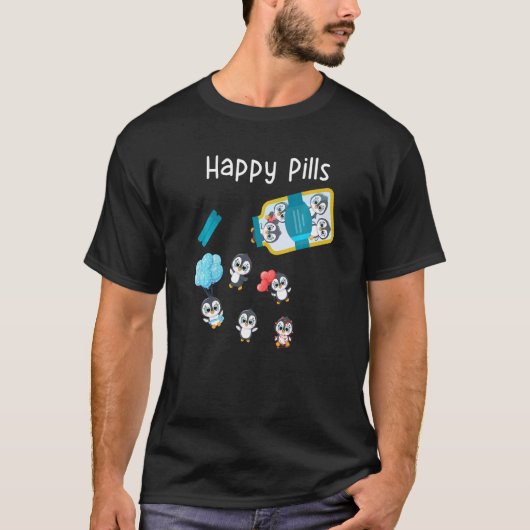 ハッピーピルペンギンかわいい Tシャツ (正面)