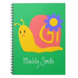 ハッピーピンクとグリーンカタツムリ ノートブック