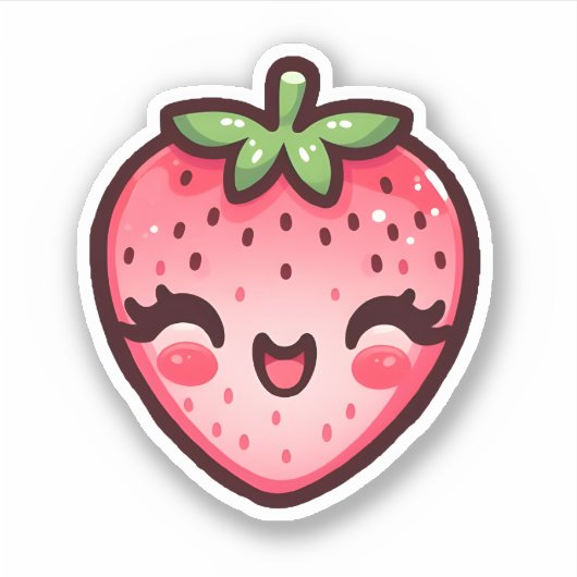 ハッピーピンクのイチゴ シール (正面)