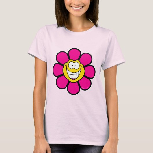 ハッピーピンクの花 Tシャツ (正面)