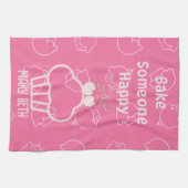 ハッピーピンクキッチンタオルを焼く キッチンタオル (横)