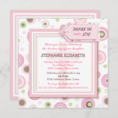 ハッピーピンクドットベイビーガール《キリスト教》洗礼式や命名式招待状 招待状 (正面/裏面)