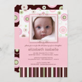 ハッピーピンクドットベビーフォト《キリスト教》洗礼式や命名式招待状 招待状 (正面/裏面)