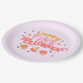 ハッピーピンクハロウィーン紙プレート ペーパープレート (アングル)