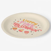 ハッピーピンクハロウィーン紙プレート ペーパープレート (アングル)