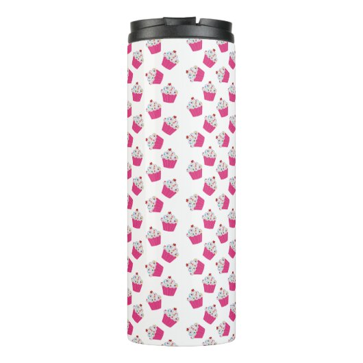 ハッピーピンクハートカップケーキ – 甘いベーカリーパターン タンブラー (裏面)
